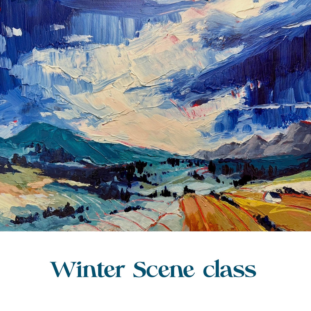 Winter scene class - Acrylic with Molding Paste