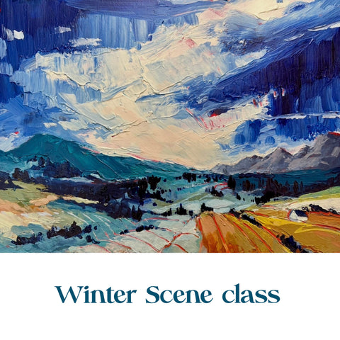 Winter scene class - Acrylic with Molding Paste