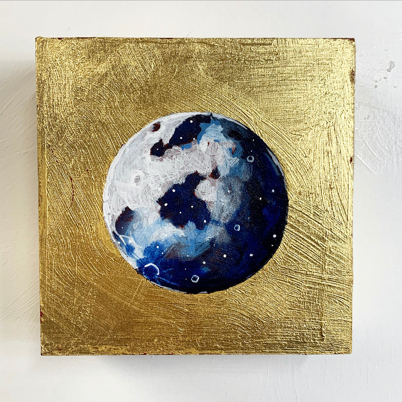 Lunar collection - Gold Leaf Gibbous Moon