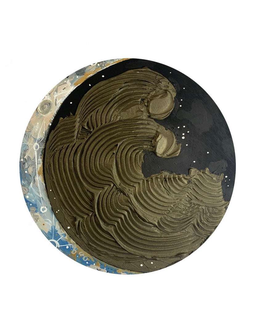 Lunar Collection : Bronze and Blue Crescent moon 12”